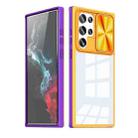 For Samsung Galaxy S22 Ultra 5G 360 degree Full Coverage Sliding Camshield Phone Case(Yellow+Purple) - 1