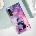 For Samsung Galaxy A14 5G Colored Drawing Pattern Plain Weave Leather Phone Case(Baby Panda) - 5