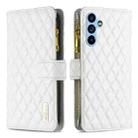 For Samsung Galaxy A54 5G Diamond Lattice Zipper Wallet Leather Flip Phone Case(White) - 1