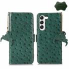 For Samsung Galaxy S23 5G Ostrich Pattern Genuine Leather RFID Phone Case(Green) - 1