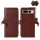 For Google Pixel 7 Pro Ostrich Pattern Genuine Leather RFID Phone Case(Coffee) - 1