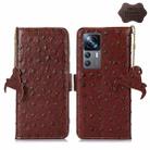 For Xiaomi 12T / 12T Pro / Redmi K50 Ultra Ostrich Pattern Genuine Leather RFID Phone Case(Coffee) - 1