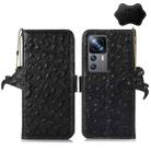 For Xiaomi 12T / 12T Pro / Redmi K50 Ultra Ostrich Pattern Genuine Leather RFID Phone Case(Black) - 1