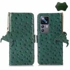 For Xiaomi 12T / 12T Pro / Redmi K50 Ultra Ostrich Pattern Genuine Leather RFID Phone Case(Green) - 1