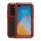 For Huawei P40 LOVE MEI Metal Shockproof Waterproof Dustproof Protective Case(Red) - 1