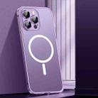 For iPhone 14 Pro Max Spring Buckle Metal Frosted Magsafe Phone Case(Deep Purple) - 1