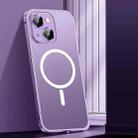 For iPhone 13 Spring Buckle Metal Frosted Magsafe Phone Case(Deep Purple) - 1