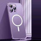 For iPhone 13 Pro Spring Buckle Metal Frosted Magsafe Phone Case(Deep Purple) - 1