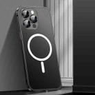 For iPhone 13 Pro Max Spring Buckle Metal Frosted Magsafe Phone Case(Black) - 1