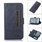 For iPhone 12 / 12 Pro Dual Buckle Card Wallet Calf Leather Phone Case(Blue) - 1