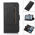 For iPhone 12 / 12 Pro Dual Buckle Card Wallet Calf Leather Phone Case(Black) - 1