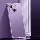 For iPhone 14 Spring Buckle Metal Frosted Phone Case(Purple) - 1