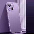 For iPhone 14 Plus Spring Buckle Metal Frosted Phone Case(Purple) - 1