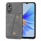For OPPO A17 Double Buckle Card Slots Magnetic Phone Case(Grey) - 1