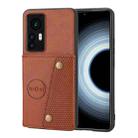 For Xiaomi 12T Pro Double Buckle Card Slots Magnetic Phone Case(Brown) - 1