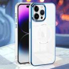 For iPhone 12 Pro Max Magsafe Magnetic Electroplating Transparent Phone Case(Blue) - 1