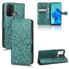 For OPPO Reno5 A Honeycomb Dot Texture Leather Phone Case(Green) - 1