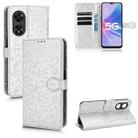 For OPPO A97 5G Honeycomb Dot Texture Leather Phone Case(Silver) - 1