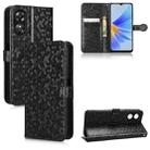 For OPPO A17 Honeycomb Dot Texture Leather Phone Case(Black) - 1