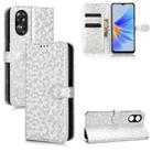 For OPPO A17 Honeycomb Dot Texture Leather Phone Case(Silver) - 1