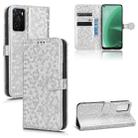 For OPPO A55s 5G / CPH2309 Honeycomb Dot Texture Leather Phone Case(Silver) - 1