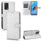 For OPPO F19 4G / A74 4G Honeycomb Dot Texture Leather Phone Case(Silver) - 1