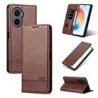 For Honor Play 40 Plus AZNS Magnetic Calf Texture Flip Leather Phone Case(Dark Brown) - 1