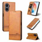 For Honor Play 40 Plus AZNS Magnetic Calf Texture Flip Leather Phone Case(Light Brown) - 1