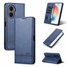 For Honor Play 40 Plus AZNS Magnetic Calf Texture Flip Leather Phone Case(Dark Blue) - 1