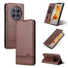 For Huawei Mate 50 Pro AZNS Magnetic Calf Texture Flip Leather Phone Case(Dark Brown) - 1