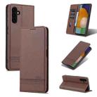 For Samsung Galaxy A14 5G AZNS Magnetic Calf Texture Flip Leather Phone Case(Dark Brown) - 1