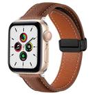 Folding Buckle Genuine Leather Watch Band For Apple Watch Ultra 49mm / Series 8&7 45mm / SE 2&6&SE&5&4 44mm / 3&2&1 42mm(Brown) - 1