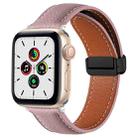 Folding Buckle Genuine Leather Watch Band For Apple Watch Ultra 49mm / Series 8&7 45mm / SE 2&6&SE&5&4 44mm / 3&2&1 42mm(Dark Pink) - 1