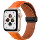Folding Buckle Genuine Leather Watch Band For Apple Watch Series 8&7 41mm / SE 2&6&SE&5&4 40mm / 3&2&1 38mm(Orange) - 1
