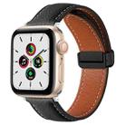 Folding Buckle Genuine Leather Watch Band For Apple Watch Series 8&7 41mm / SE 2&6&SE&5&4 40mm / 3&2&1 38mm(Black) - 1