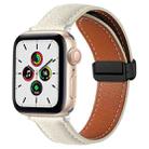 Folding Buckle Genuine Leather Watch Band For Apple Watch Series 8&7 41mm / SE 2&6&SE&5&4 40mm / 3&2&1 38mm(Beige) - 1