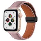 Folding Buckle Genuine Leather Watch Band For Apple Watch Series 8&7 41mm / SE 2&6&SE&5&4 40mm / 3&2&1 38mm(Dark Pink) - 1
