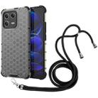 For Xiaomi 13 Lanyard Honeycomb Phone Case(Black) - 1