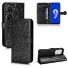 For Asus Zenfone 9 Honeycomb Dot Texture Leather Phone Case(Black) - 1