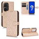 For Asus Zenfone 9 Honeycomb Dot Texture Leather Phone Case(Gold) - 1