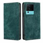 For vivo iQOO Neo7 RFID Anti-theft Brush Magnetic Leather Phone Case(Green) - 1