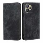 For Realme 9i 5G Global/10 5G RFID Anti-theft Brush Magnetic Leather Phone Case(Black) - 1