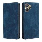 For Realme 9i 5G Global/10 5G RFID Anti-theft Brush Magnetic Leather Phone Case(Blue) - 1