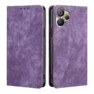For Realme 9i 5G Global/10 5G RFID Anti-theft Brush Magnetic Leather Phone Case(Purple) - 1