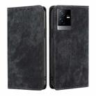 For vivo T2x 5G/Y73t/iQOO Z6x RFID Anti-theft Brush Magnetic Leather Phone Case(Black) - 1