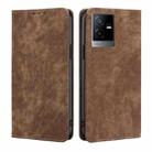 For vivo T2x 5G/Y73t/iQOO Z6x RFID Anti-theft Brush Magnetic Leather Phone Case(Brown) - 1