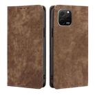 For Huawei nova Y61 RFID Anti-theft Brush Magnetic Leather Phone Case(Brown) - 1