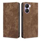 For Honor Play 40 Plus RFID Anti-theft Brush Magnetic Leather Phone Case(Brown) - 1