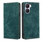 For Honor Play 40 Plus RFID Anti-theft Brush Magnetic Leather Phone Case(Green) - 1