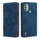 For Nokia C31 RFID Anti-theft Brush Magnetic Leather Phone Case(Blue) - 1